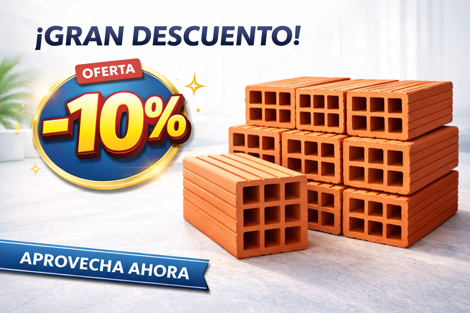 Promoción Ladrillos huecos con 10% off para profesionales Rubi