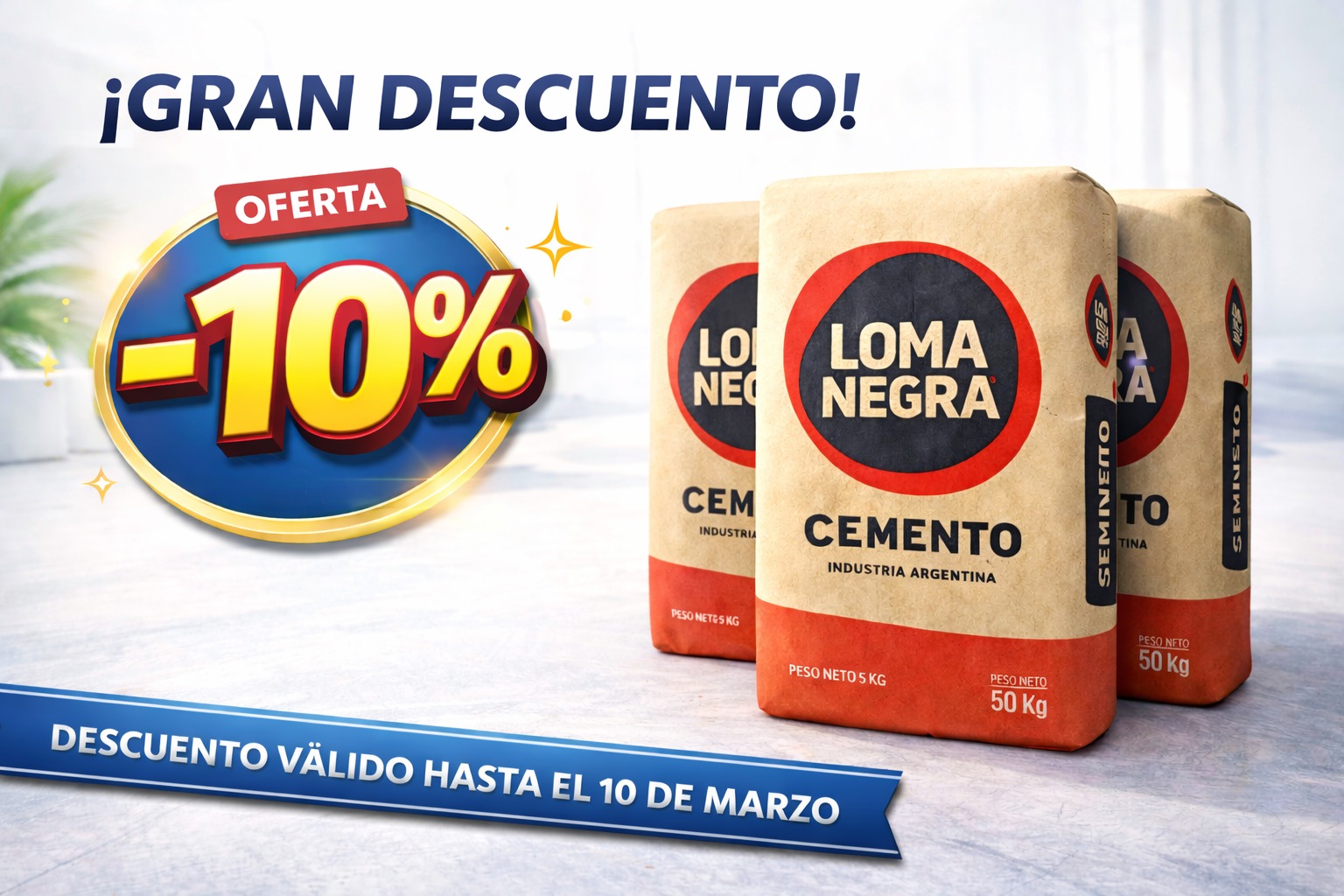 Promoción Cemento Portland Loma Negra para profesionales Rubi